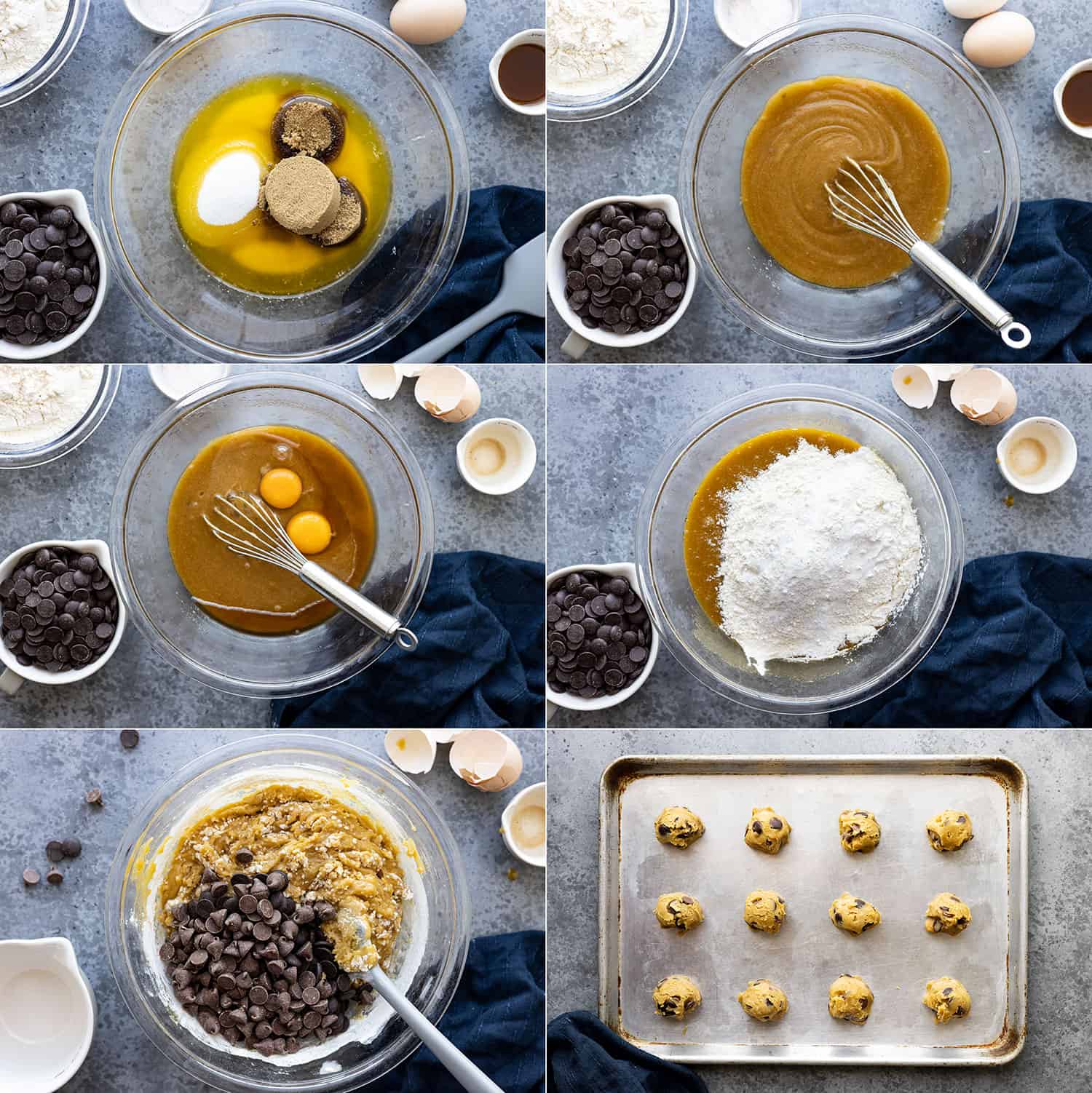 Six pictures showing how to make the cookies. 