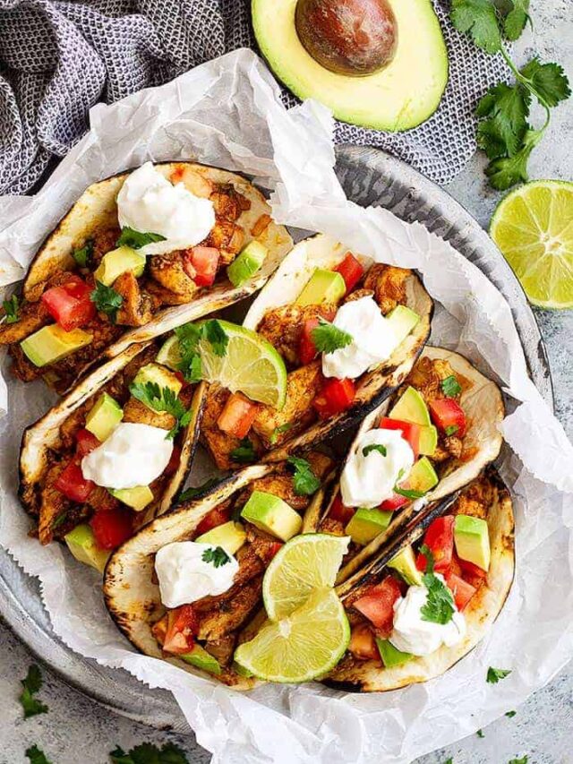 Spicy Chicken Tacos -are a quick and easy weeknight meal! They take less than 30 minutes to make, have clean ingredients, and can please the whole family!