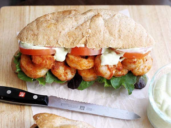 Spicy Shrimp Sandwich with Avocado Mayo