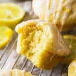These light and airy Lemon Muffins are a great breakfast or snack! They are drizzled with a bright lemon glaze and the muffin has a bright lemon flavor!