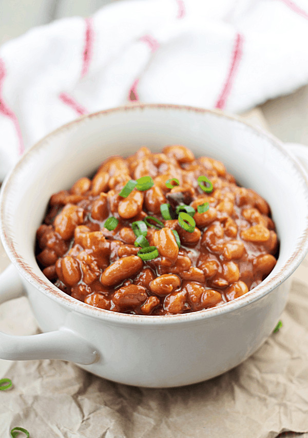 These Bacon Baked Beans are made from scratch in the slow cooker. | Countryside Cravings