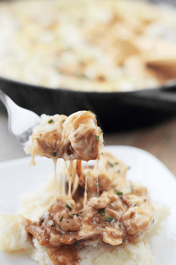 This Chicken and Swiss Skillet is a 30 minute meal made in one skillet! | Countryside Cravings