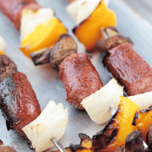 These Sausage and Veggie Kabobs are quick, easy and great for a summertime bbq. | Countryside Cravings
