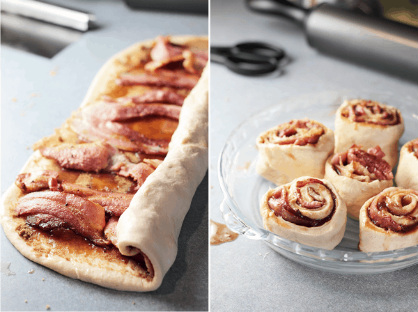 These Bacon Maple Cinnamon Rolls would be a great breakfast for Father's Day! | Countryside Cravings