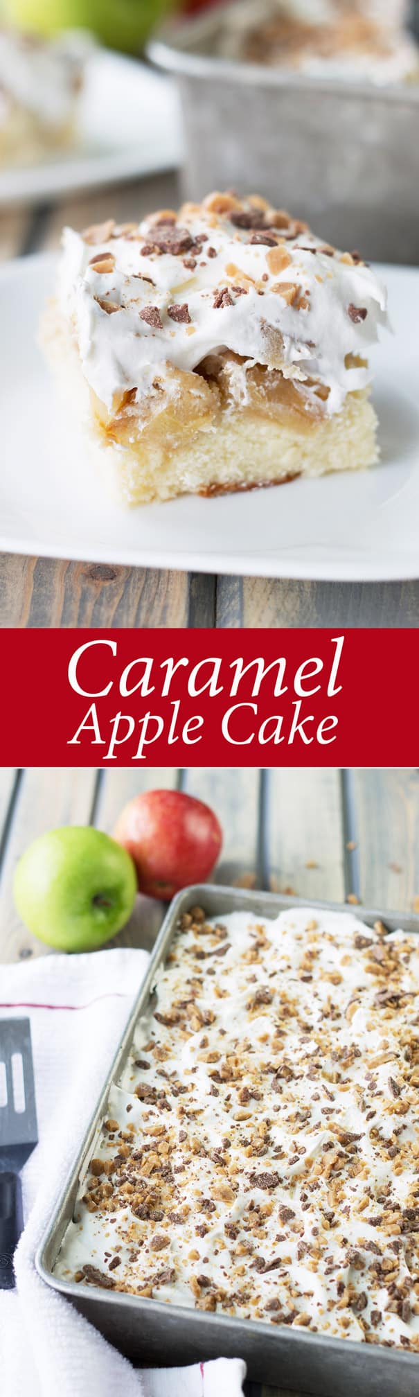 This Caramel Apple Cake is moist and full of caramel apples! | Countryside Cravings