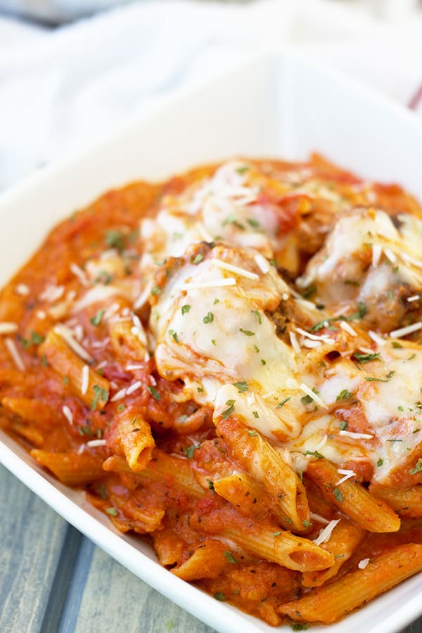 These Meatballs and Penne in Creamy Marinara Sauce is a quick one pot wonder that is loaded with flavor! | Countryside Cravings