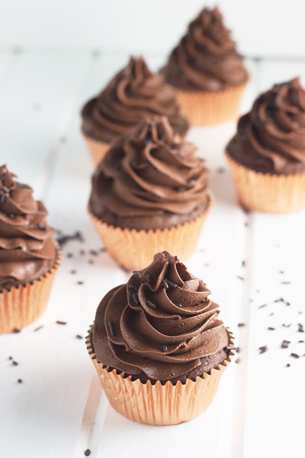 Chocolate Cupcakes with Chocolate Buttercream- this is a simple and straight forward recipe for moist chocolate cupcakes and fluffy chocolate buttercream. | countrysidecravings.com