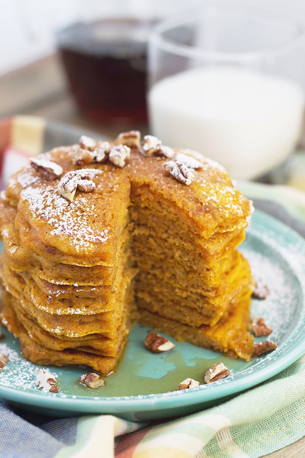 Pumpkin Spice Pancakes- these are everything a pancake should be, tall, soft and fluffy. But they are made extra special with the addition of pumpkin and spice! | Countryside Cravings