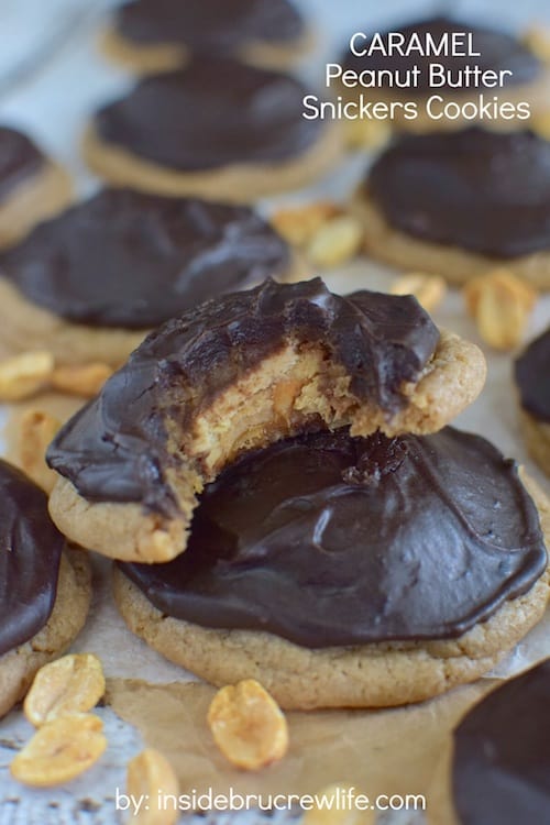 Caramel Peanut Butter Snickers Cookies | Inside BruCrew Life