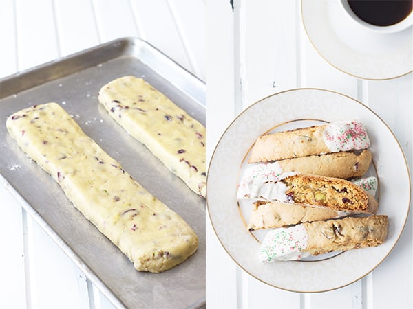 Cranberry Pistachio Biscotti- the perfect Christmas cookie with the dried red cranberries and the green pistachios! | countrysidecravings.com
