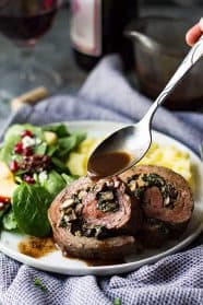 This Mushroom and Blue Cheese Stuffed Flank Steak is the perfect meal for a small scaled party. It's full of flavor, easy to prepare, and guaranteed to impress!
