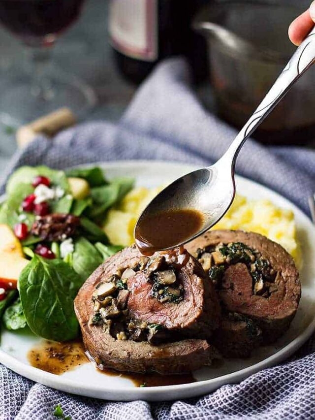 This Mushroom and Blue Cheese Stuffed Flank Steak is the perfect meal for a small scaled party. It's full of flavor, easy to prepare, and guaranteed to impress!