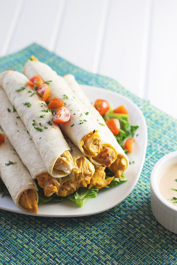 Chicken Taquitos -creamy and made easy with rotisserie chicken! | countrysidecravings.com