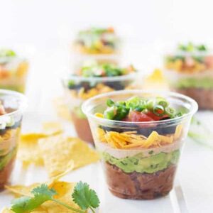 Individual Seven Layer Cups -no more double dippers, everyone can have their own cup with dip! | countrysidecravings.com