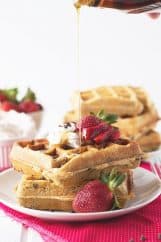 Strawberry Chocolate Chip Waffles -these easy waffles are great for a special breakfast in bed! | countrysidecravings.com