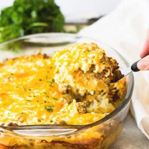 Sausage Hashbrown Breakfast Bake recipe is super easy to put together. You can even make it the night before and bake it in the morning! | www.countrysidecravings.com