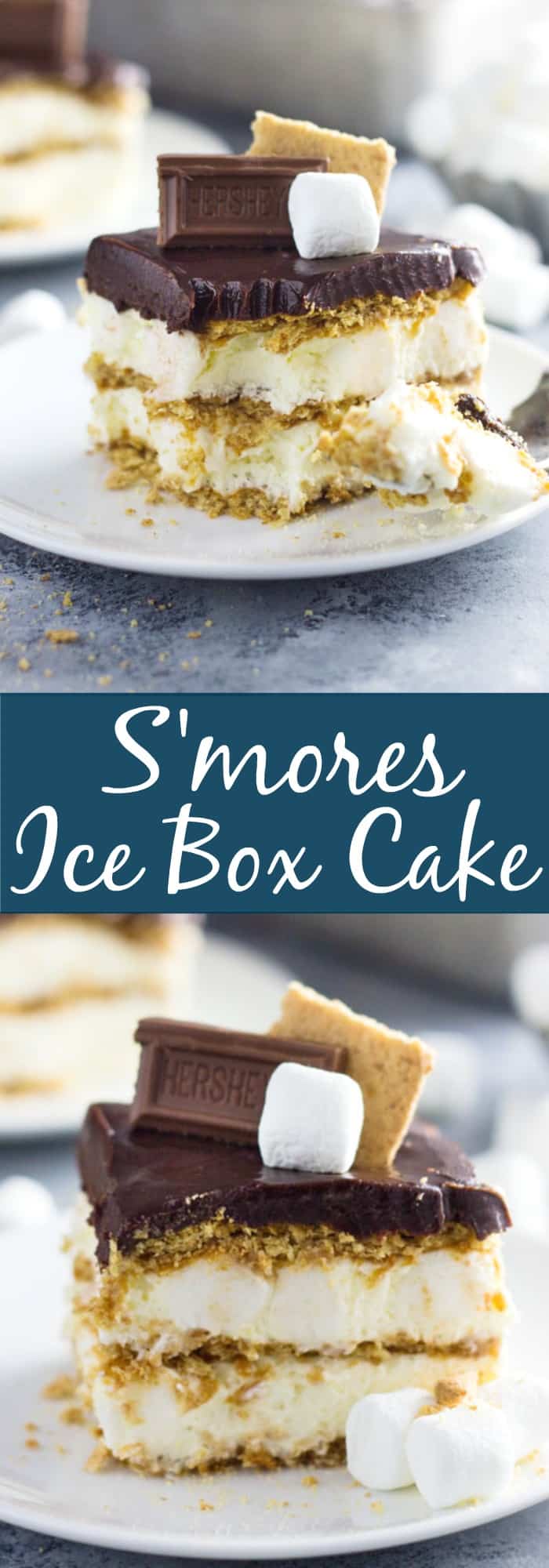 An easy S'mores Ice Box Cake recipe made with graham crackers, marshmallow filling and topped with chocolate ganache! | www.countrysidecravings.com