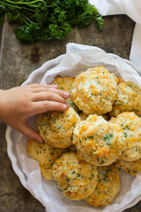 platter with garlic biscuits