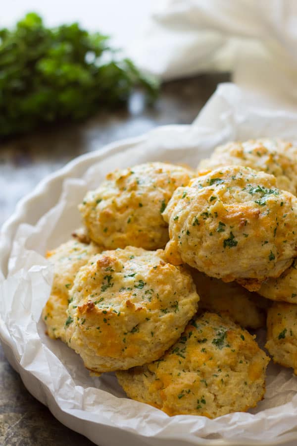 stack of garlic cheddar biscuits