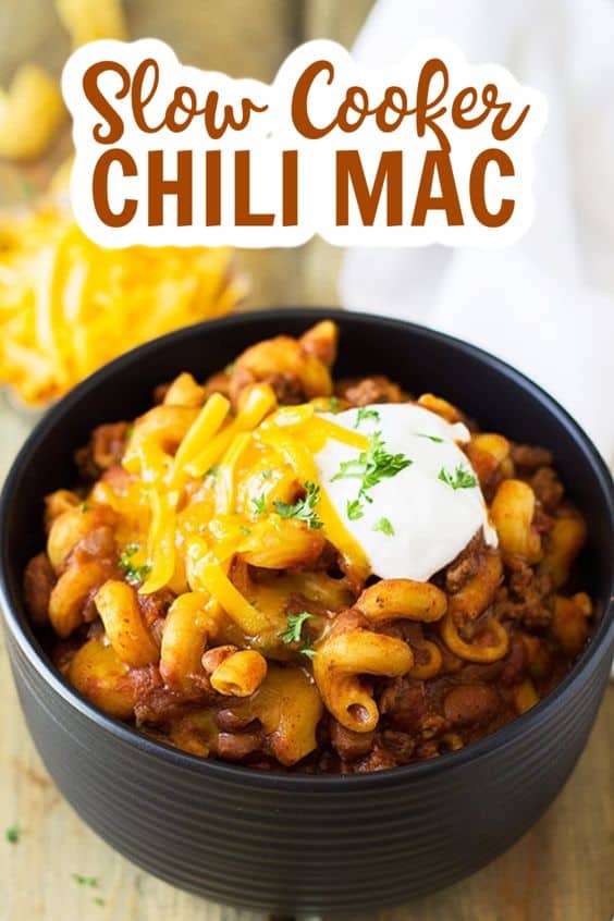 Chili Mac in the Slow Cooker Countryside Cravings