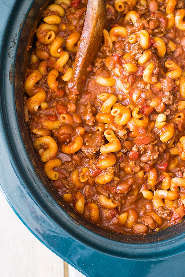 Chili Mac in a slow cooker. 