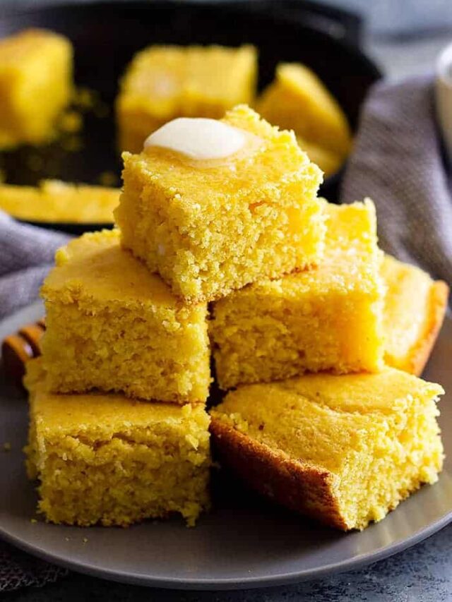 This Buttermilk Cornbread recipe is the best cornbread ever!! Choose to make it sweet or savory by adjusting the sugar. It has a tender moist crumb and is perfect drizzled with honey! #cornbread #easyrecipe #sweetcornbread