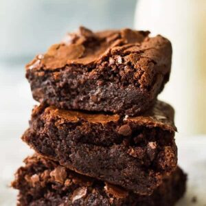 These Homemade Chewy Brownies are thick, chewy, fudgy and made completely from scratch. You'll never need a box mix again!! | www.countrysidecravings.com