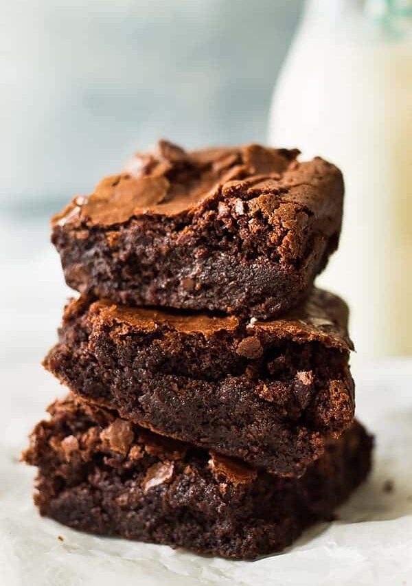 These Homemade Chewy Brownies are thick, chewy, fudgy and made completely from scratch. You'll never need a box mix again!! | www.countrysidecravings.com