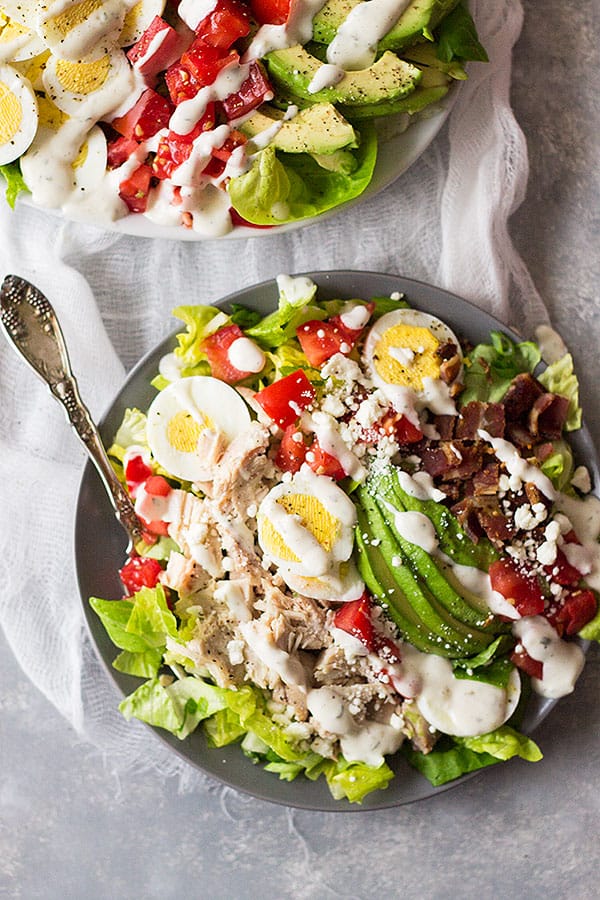 This Turkey Cobb Salad is a great main dish salad to use up some leftover turkey (or you can use chicken too)! It's healthy, full of flavor and will leave you begging for more! | www.countrysidecravings.com