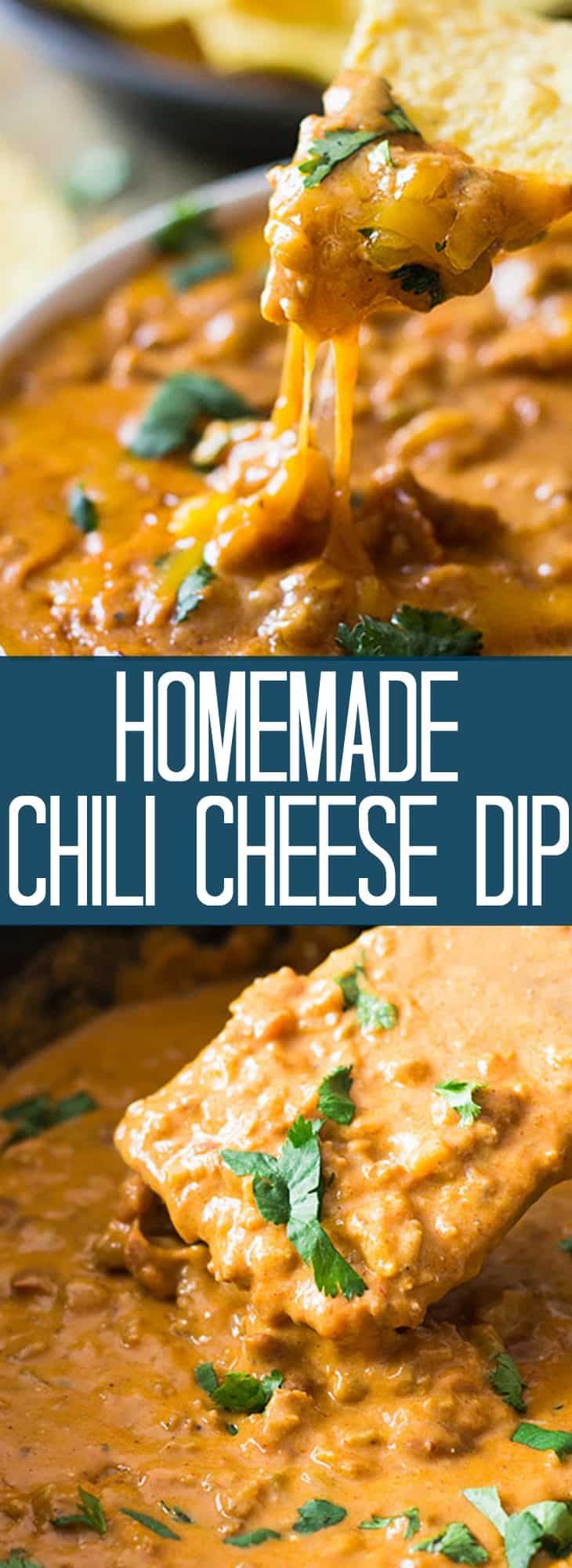 This Homemade Chili Cheese Dip contains no processed cheese and no canned chili, just simple homemade goodness right in the slow cooker!! | www.countrysidecravings.com