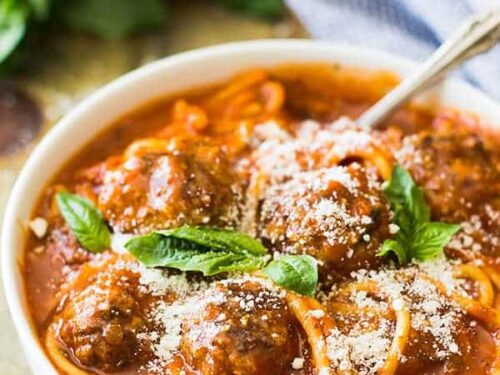 Slow Cooker Spaghetti Meatball Soup Countryside Cravings
