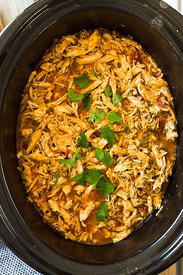 slow cooker mexican shredded chicken ready to serve