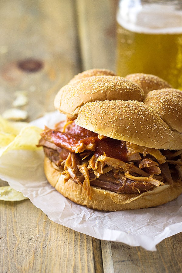 Front view of sandwiches with Texas style BBQ sauce