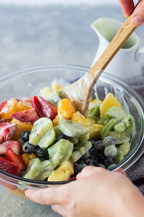 This Creamy Key Lime Fruit Salad is great to serve at any BBQ. It's healthy, refreshing and easy to make. 
