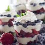 These Easy Berry Cheesecake Cups are a quick and simple dessert. They are perfect for the 4th of July or any party!