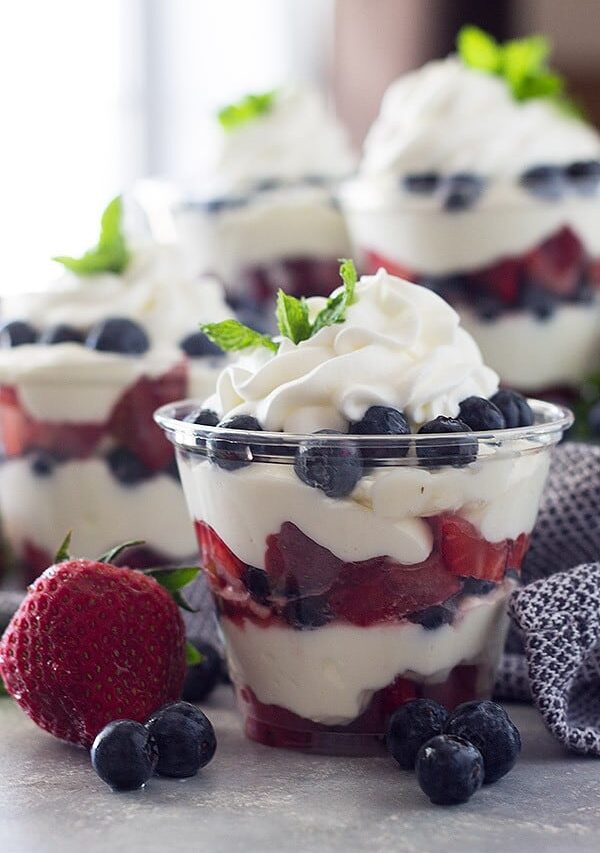 These Easy Berry Cheesecake Cups are a quick and simple dessert. They are perfect for the 4th of July or any party!