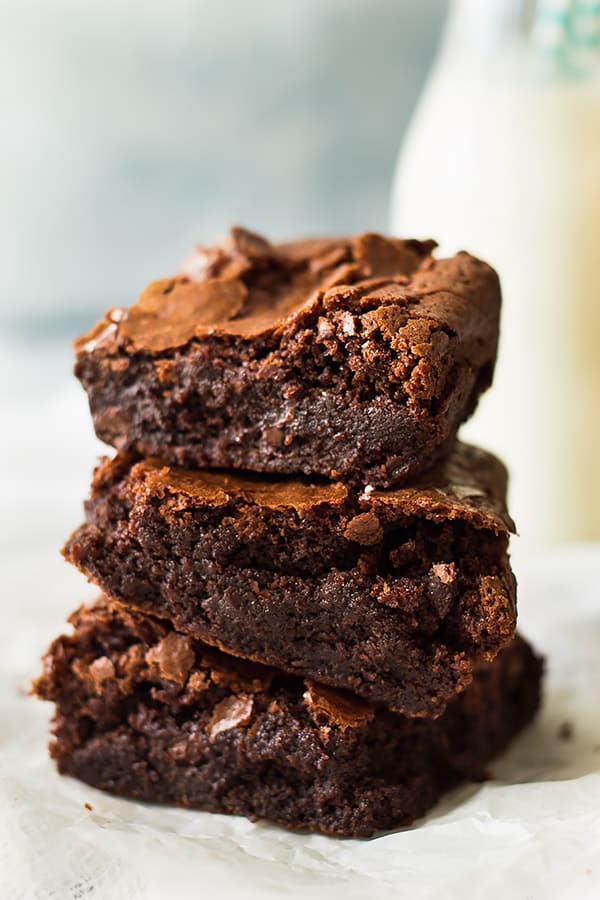 Brownies stacked on one another. 