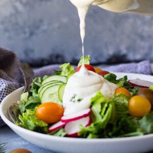 This easy Homemade Buttermilk Ranch Dressing is packed with fresh herbs and perfect for any salad.