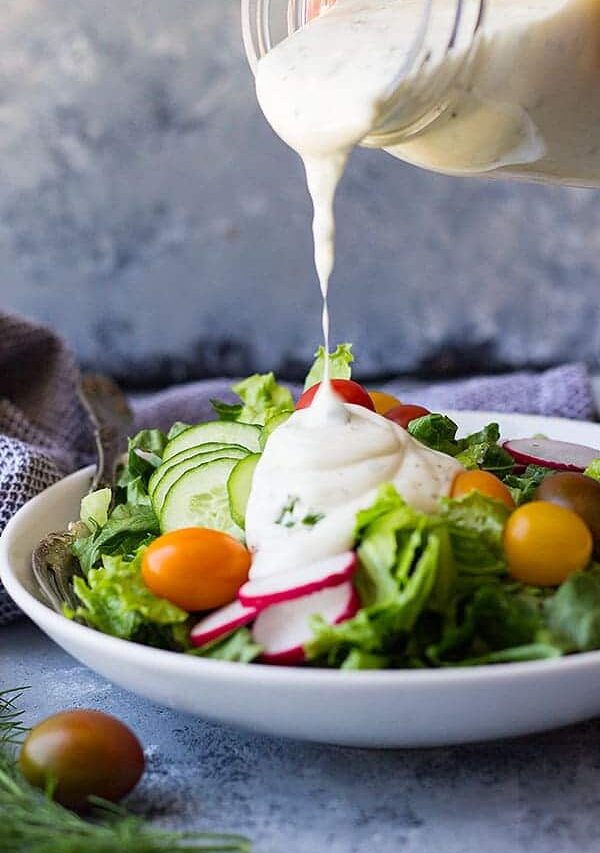 This easy Homemade Buttermilk Ranch Dressing is packed with fresh herbs and perfect for any salad.