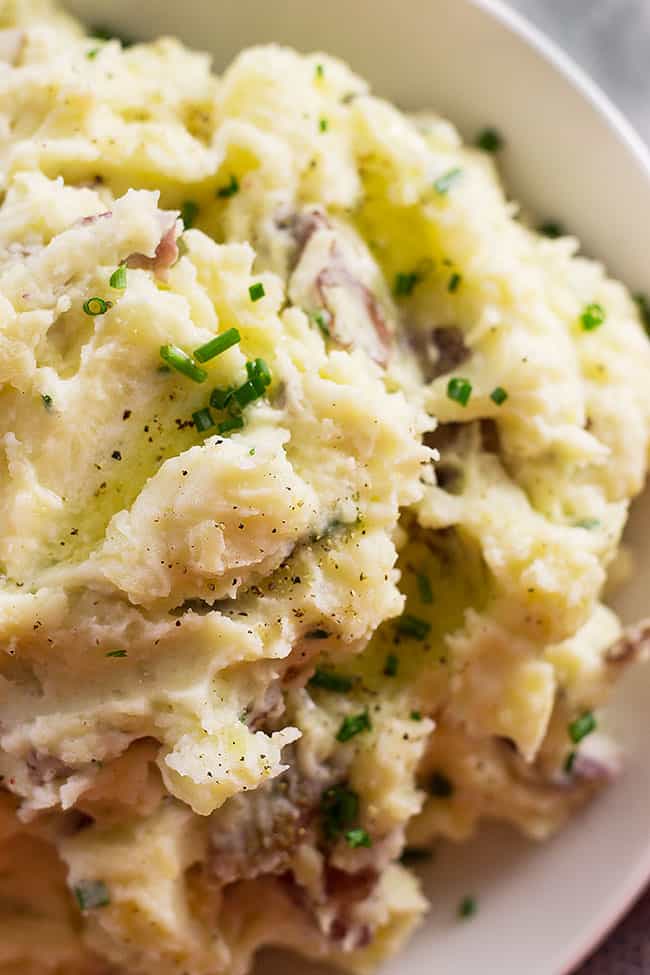 The Easiest Mashed Potatoes are rustic, yet creamy and oh so comforting! Top with your favorite gravy or just a pat of butter for a delicious side dish!