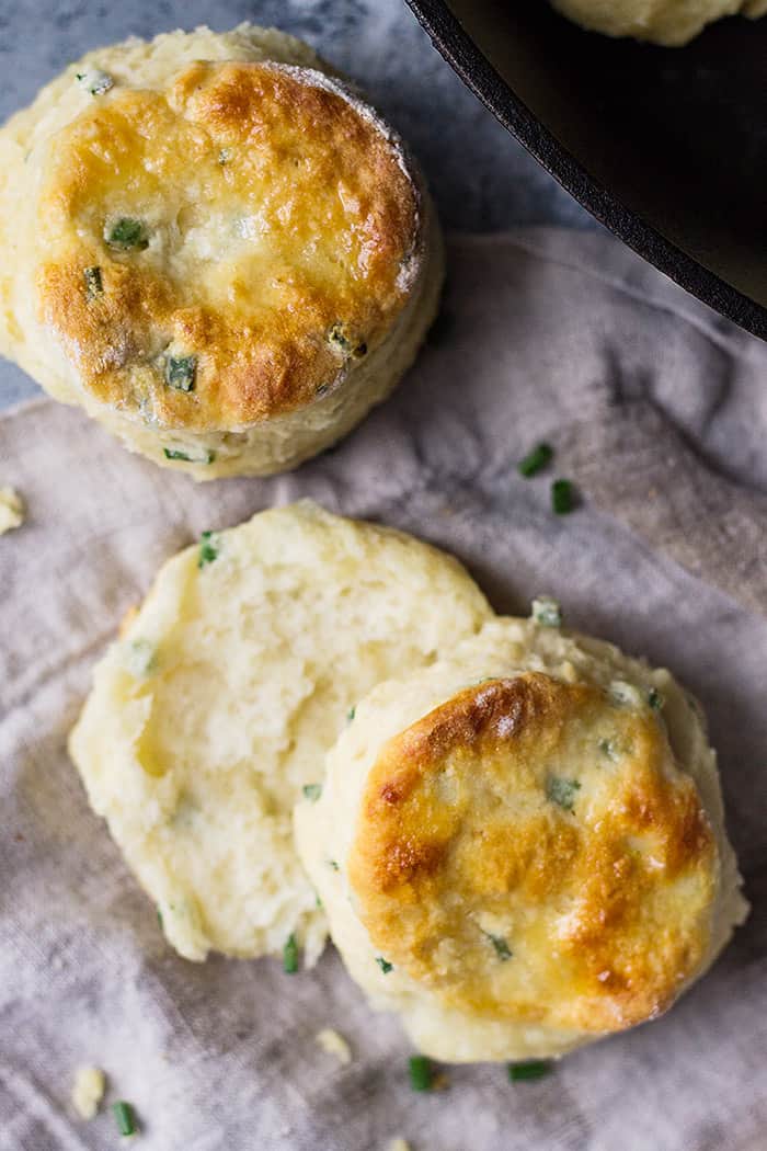 These fluffy Buttermilk Chive Biscuits are a great addition to your breakfast or dinner table! They are easy to make, soft, tall and buttery!