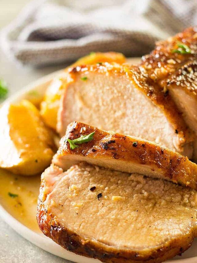 This Maple Pork Loin with Apples and Onions is an easy, delicious meal that tastes like a holiday meal! It's tender, juicy and full of flavor!