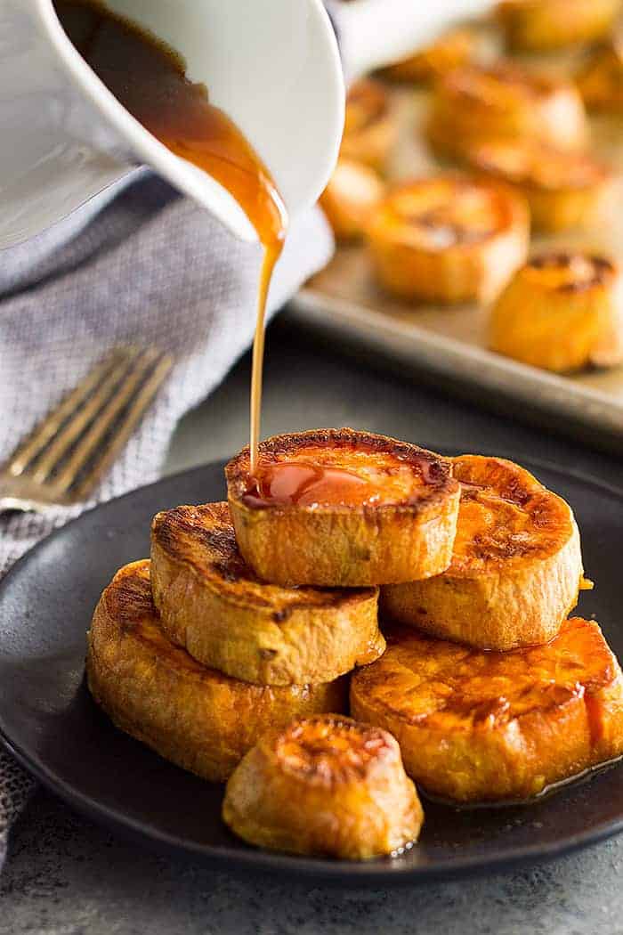 These Roasted Sweet Potatoes with Cinnamon Glaze are the perfect side dish for those that want something a little special!. They are tender, healthy, and lightly sweet with a touch of honey. 