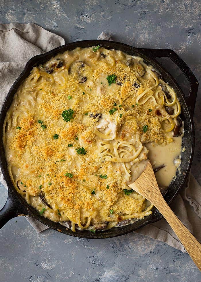 This Turkey Tetrazzini is a great way to use leftover turkey or chicken! It's creamy, cheesy and oh so comforting!!