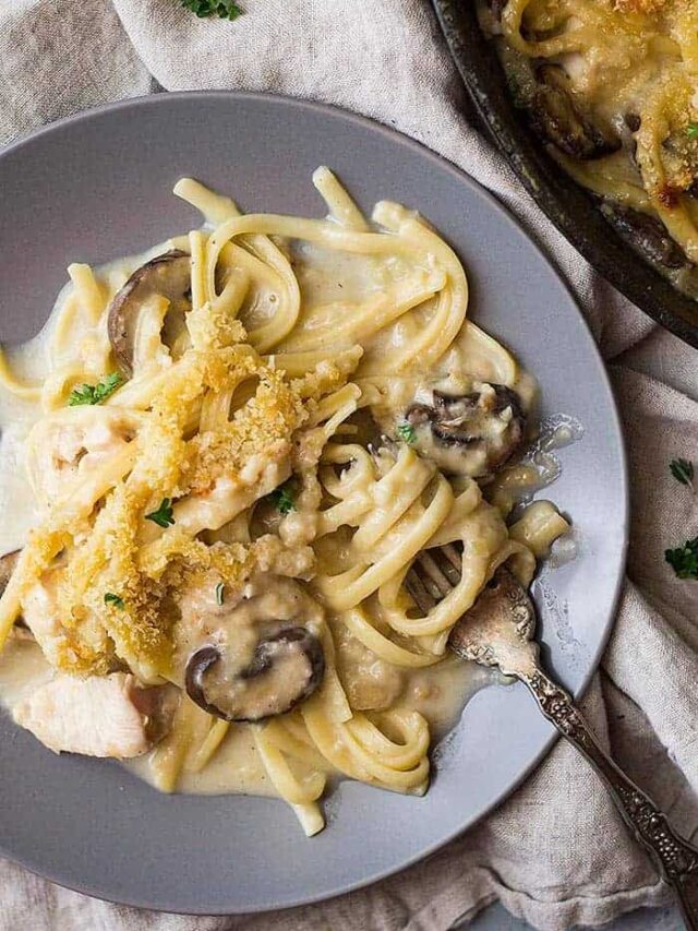 This Turkey Tetrazzini is a great way to use leftover turkey or chicken! It's creamy, cheesy and oh so comforting!!