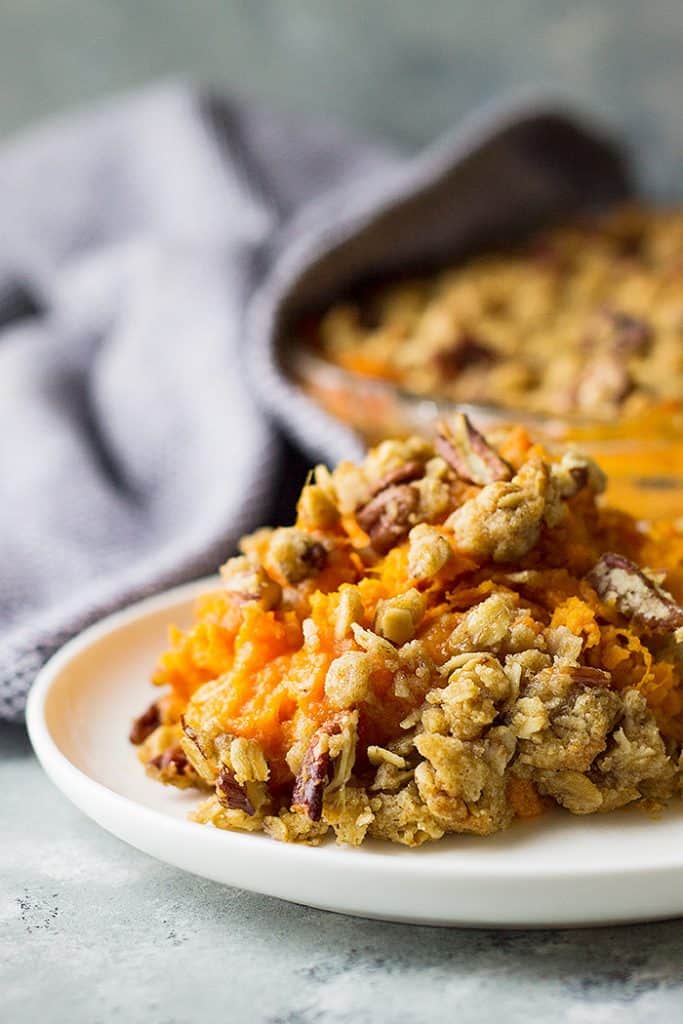 This Sweet Potato Casserole with Streusel Topping is a classic Thanksgiving side dish! But don't get eat it for Thanksgiving, enjoy it year round!