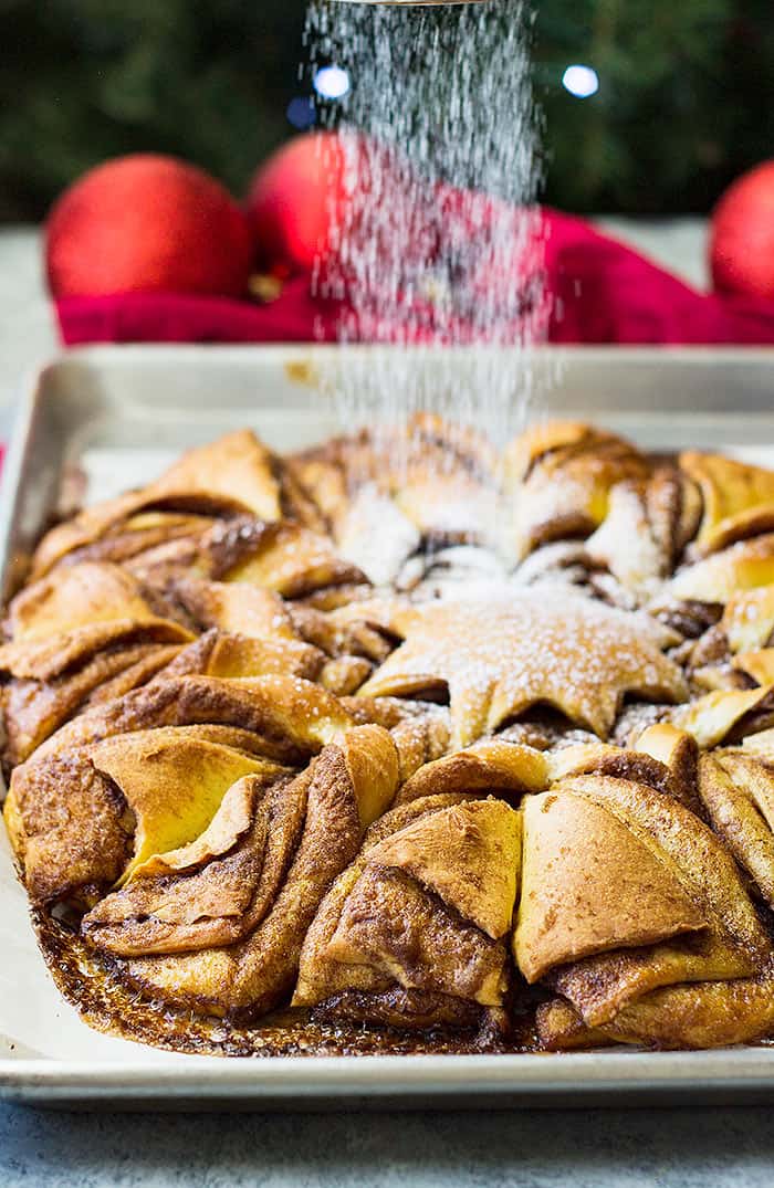 This Brioche Cinnamon Snowflake is soft, tender, fluffy, and full of cinnamon! It's a very easy to work with dough and makes a stunning presentation!