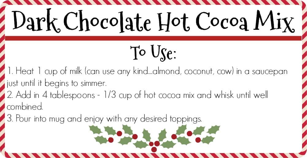 This Homemade Dark Chocolate Hot Cocoa Mix is rich, creamy, and makes the best hot chocolate! You'll never buy the store bought mix again!