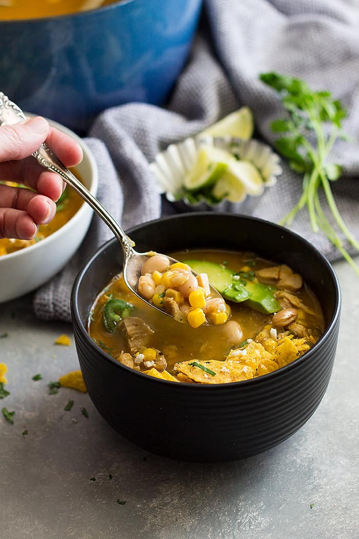 This 30 Minute White Chicken Chili is a quick and easy soup that's hearty and delicious! 