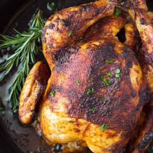 This Homemade Oven Roasted Rotisserie Chicken is super easy to make, tastes better than the store bought, and can be used for so many other recipes!!
